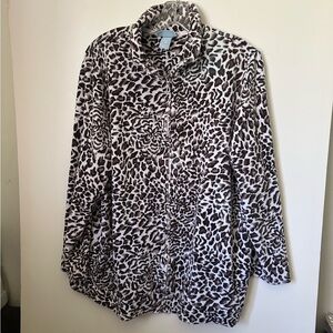 LIZ & ME Leopard Print Velour Zip -up Women's Jacket~0X/16W